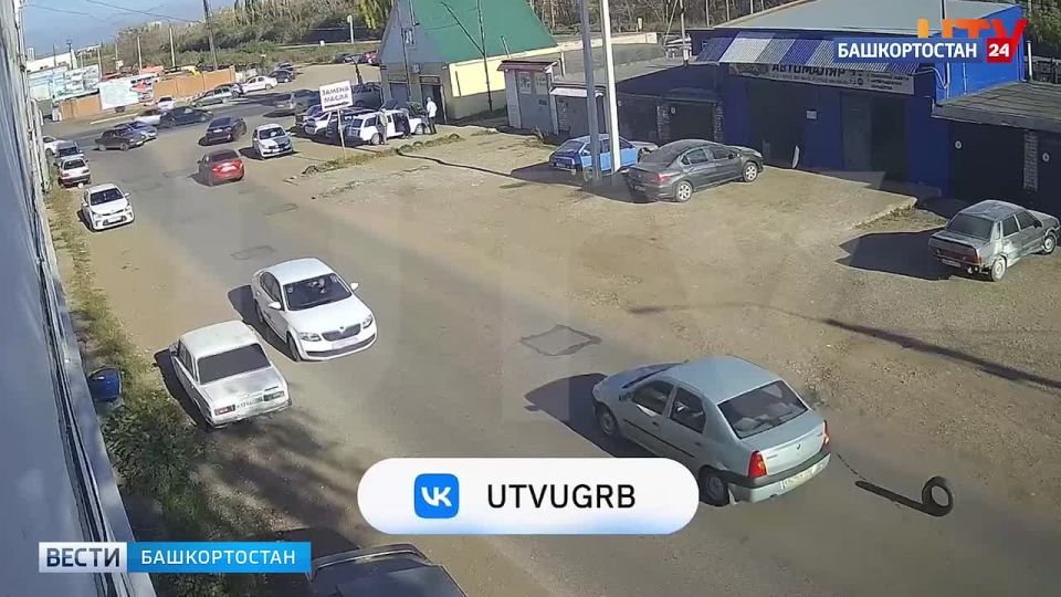 В башкирском Стерлитамаке шина от колеса пустилась в «путешествие» по дороге