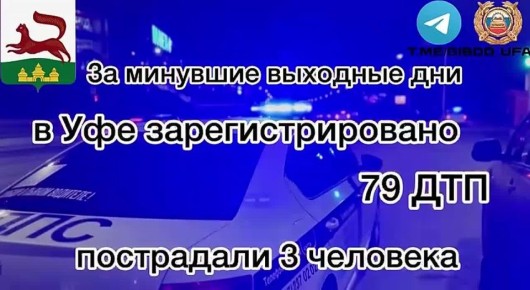 За минувшие выходные дни на территории города Уфы сотрудниками Госавтоинспекции зарегистрировано 79 дорожно-транспортных происшествий, пострадали 3 человека