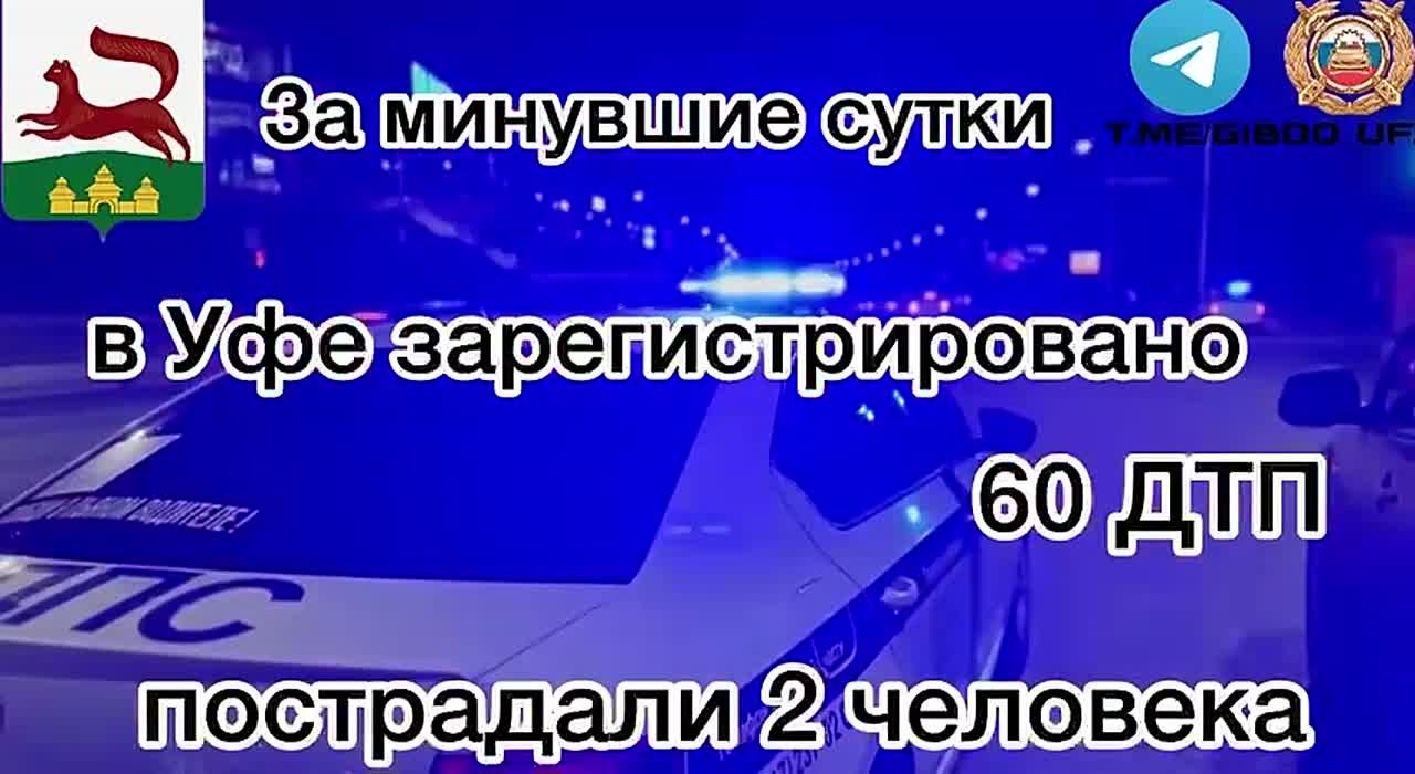 За минувшие сутки на территории города Уфы сотрудниками Госавтоинспекции зарегистрировано 60 дорожно-транспортных происшествий, пострадали 2 человека