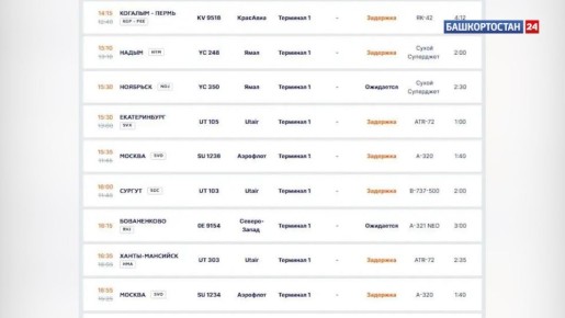 В аэропорту Уфы массово задерживаются рейсы из-за временных ограничений полетов