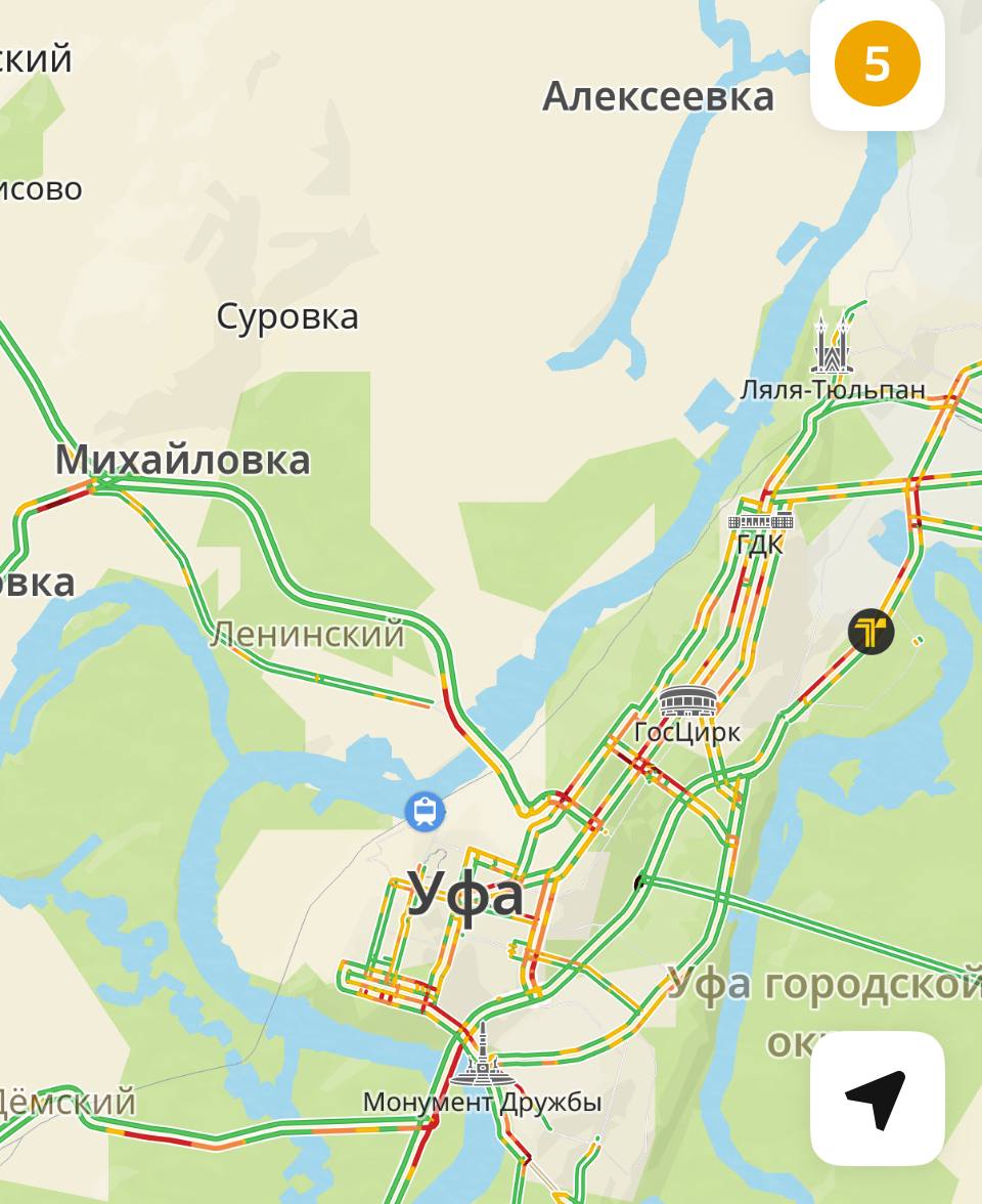Пробки в Уфе — 5 баллов! Сильные заторы при въезде в город!
