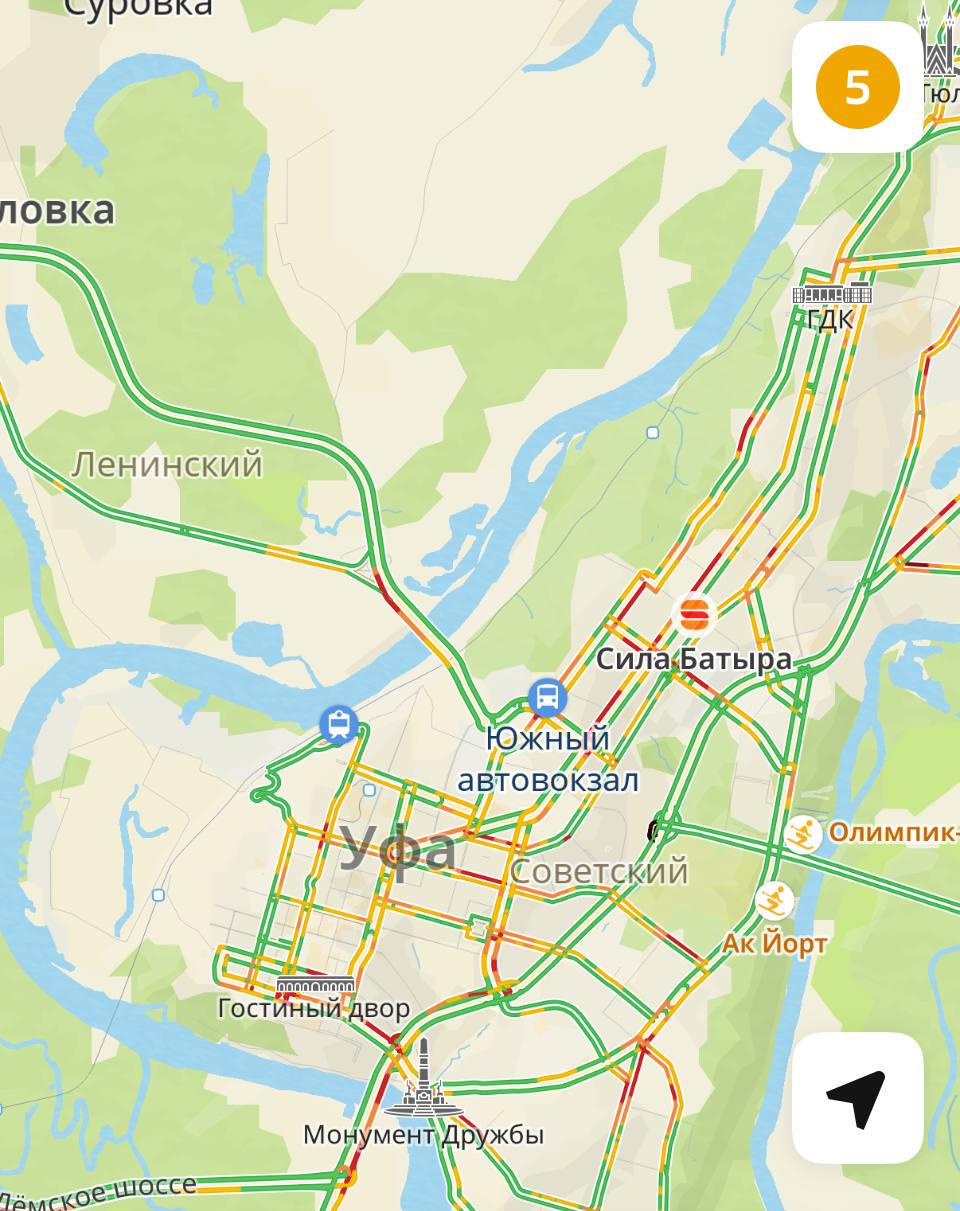 Пробки в Уфе — 5 баллов. Планируйте маршрут заранее!