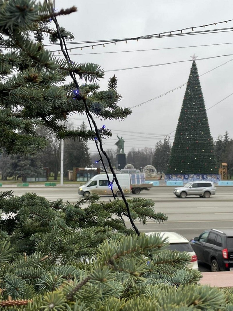 Украшают 14 елей перед горсоветом Уфы