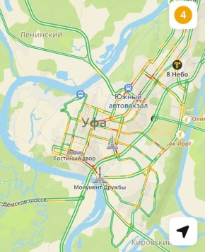 Пробки в Уфе — 5 баллов! Сильные заторы в центре, в районе Южного автовокзала и при въезде в город!