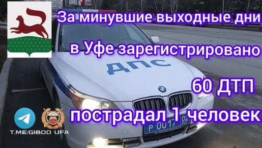 За минувшие выходные дни на территории города Уфы сотрудниками Госавтоинспекции зарегистрировано 60 дорожно-транспортных происшествий, пострадал 1 человек.