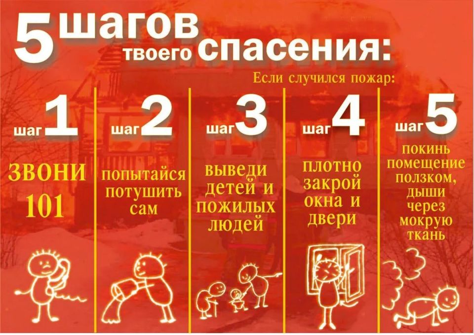 5 шагов спасения, если случился пожар