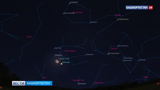 Жители Башкортостана ночью с 7 на 8 декабря смогут увидеть Юпитер рядом с Луной