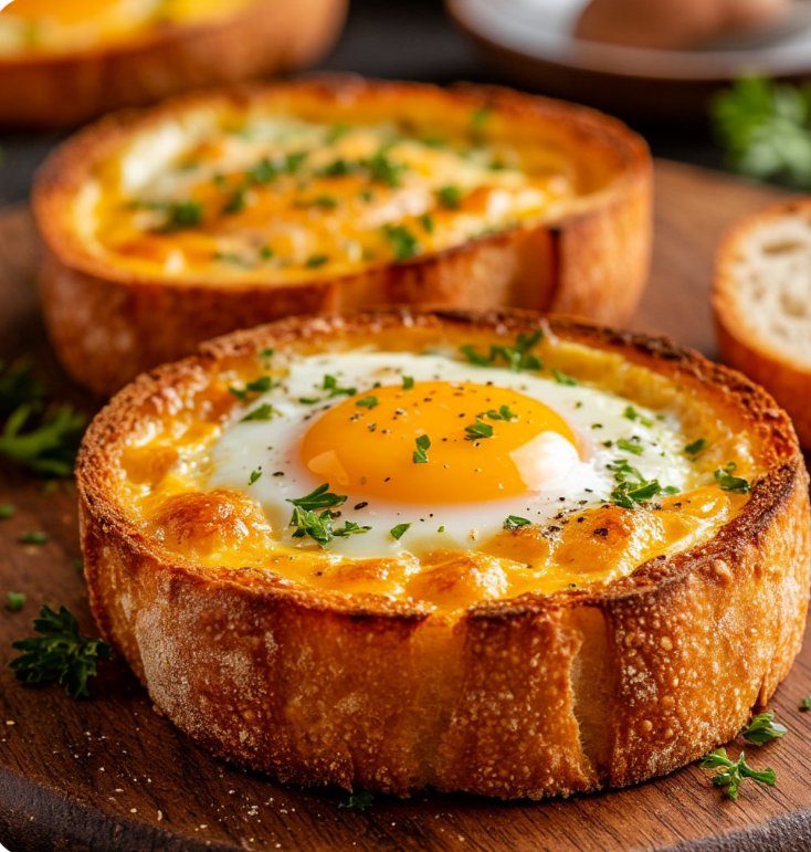 Гренки с сыром и яйцом в духовке