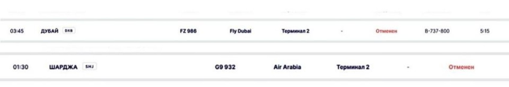 Три авиарейса из ОАЭ в Уфу отменены