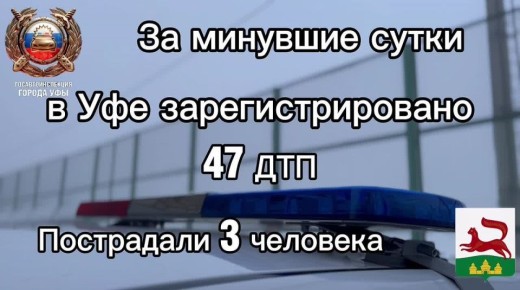 За минувшие сутки на территории города Уфы сотрудниками Госавтоинспекции зарегистрировано 47 дорожно-транспортных происшествий, пострадали 3 человека