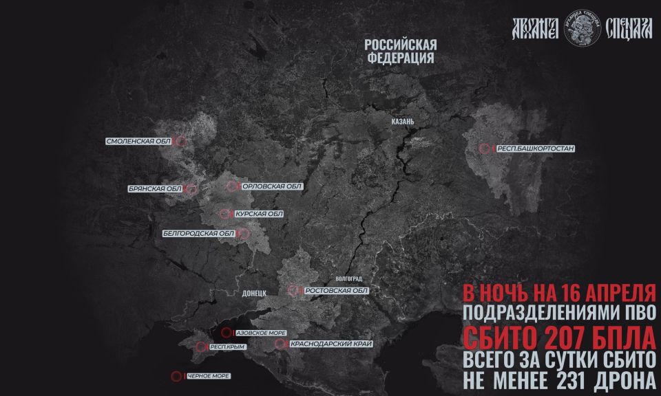 Обмен ударами на полную. Российские атаки на украинскую территории шли под ответный удар украинских формирований, которые в очередной раз осуществили налет на РФ. За ночь украинских беспилотников было сбито не менее 207...