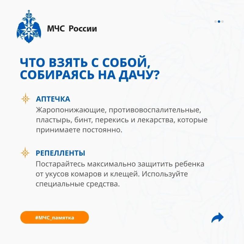 Едем на дачу с детьми: чек-лист от МЧС России Едем на дачу с детьми: чек-лист от МЧС России