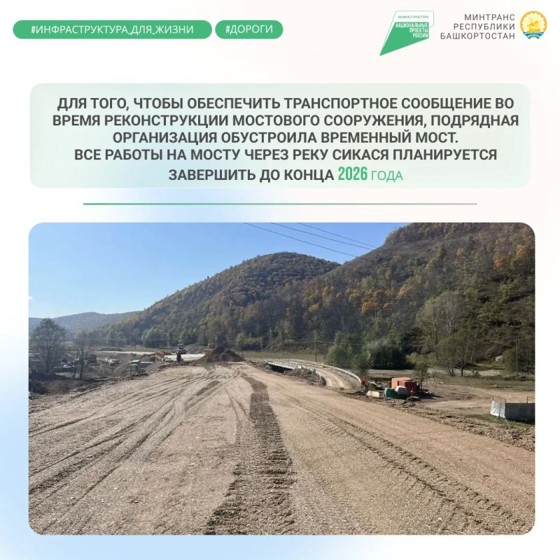 Мост через реку Сикася в Ишимбайском районе готов на 80% Мост через реку Сикася в Ишимбайском районе готов на 80%